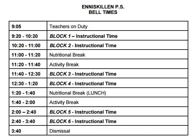 Bell Schedule Image